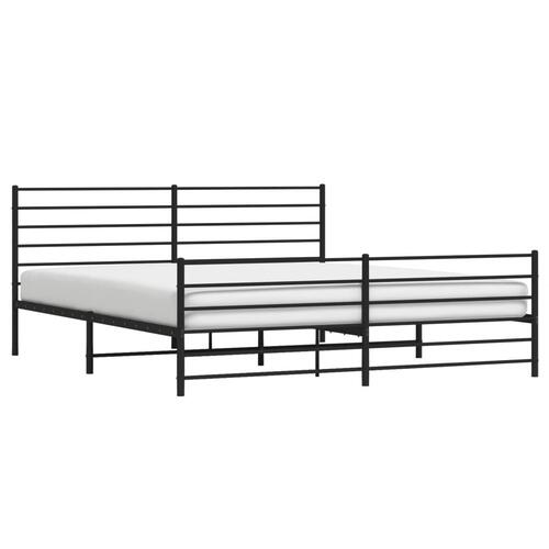 Sengeramme med sengegavl og fodgærde 193x203 cm metal sort