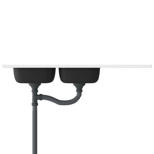 Køkkenvask med 2 bassiner 1200x600x155 mm rustfrit stål sølv