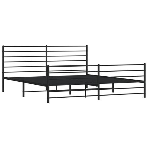Sengeramme med sengegavl og fodgærde 193x203 cm metal sort