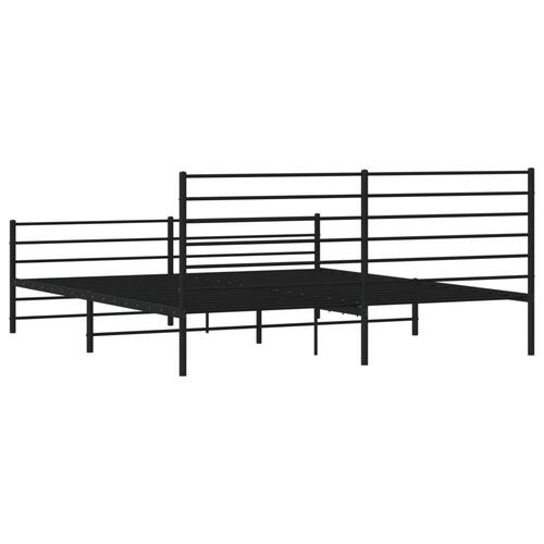 Sengeramme med sengegavl og fodgærde 193x203 cm metal sort