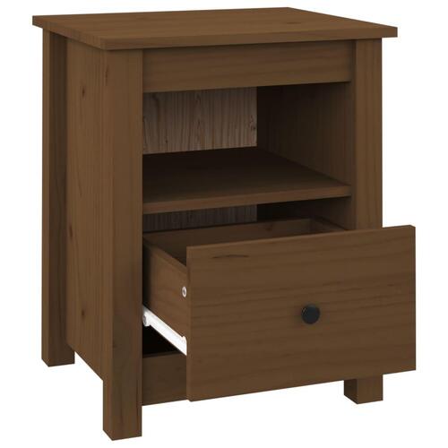 Sengebord 40x35x49 cm massivt fyrretræ gyldenbrun