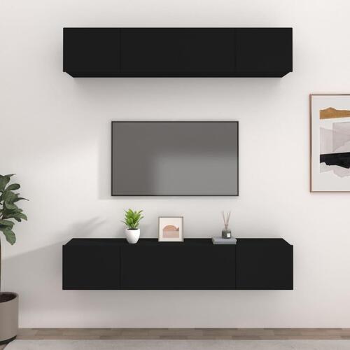 Tv-skabe 4 stk. 80x30x30 cm konstrueret træ sort