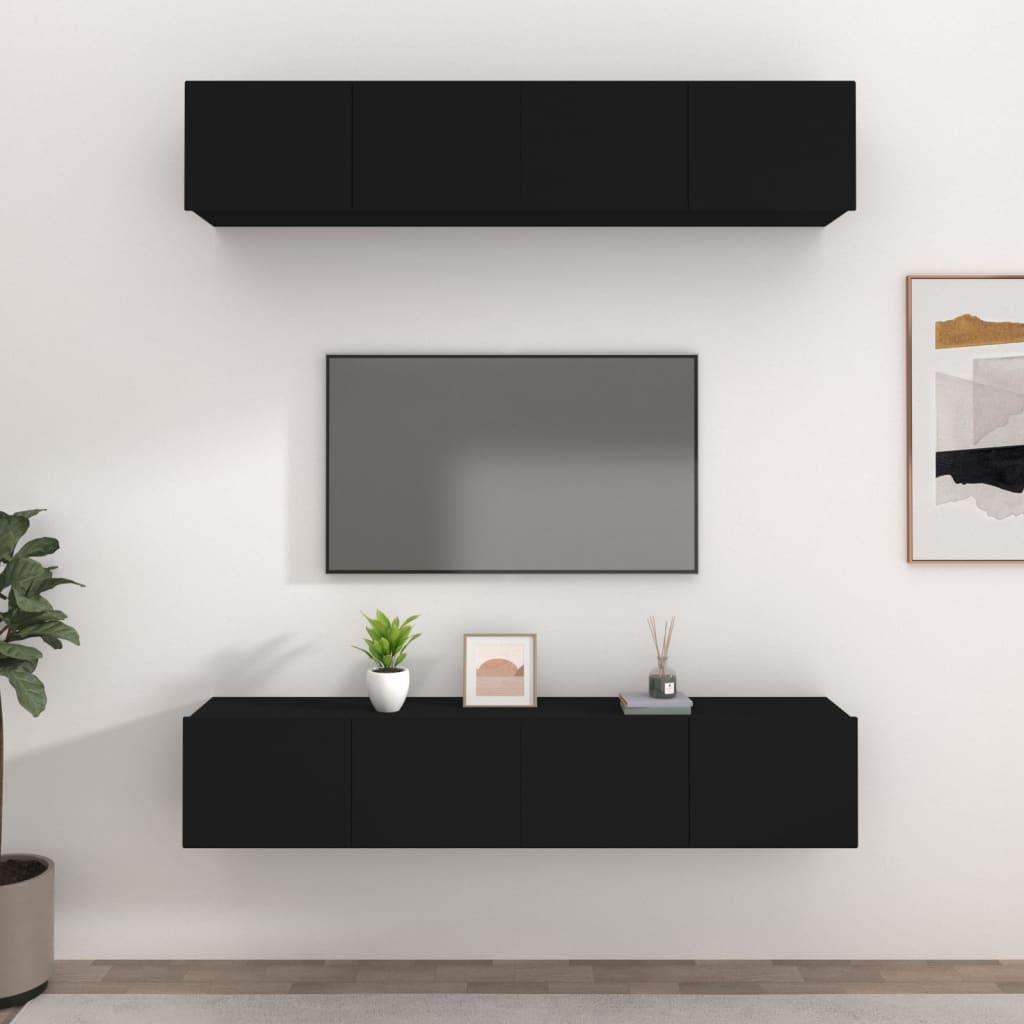 Tv-skabe 4 stk. 80x30x30 cm konstrueret træ sort