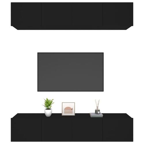 Tv-skabe 4 stk. 80x30x30 cm konstrueret træ sort