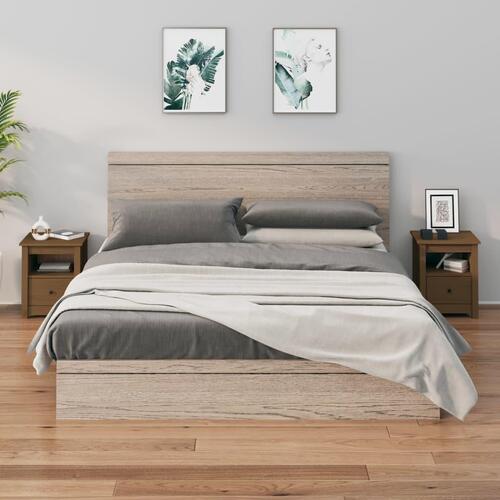 Sengeborde 2 stk. 40x35x49 cm massivt fyrretræ gyldenbrun