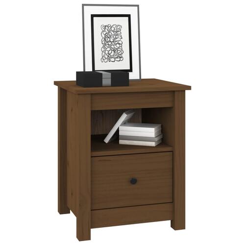 Sengeborde 2 stk. 40x35x49 cm massivt fyrretræ gyldenbrun