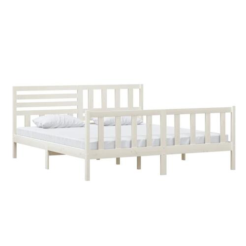 Sengeramme 180x200 cm Super King massivt træ hvid
