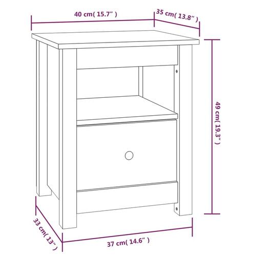 Sengeborde 2 stk. 40x35x49 cm massivt fyrretræ gyldenbrun