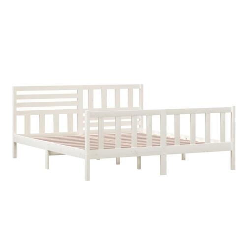 Sengeramme 180x200 cm Super King massivt træ hvid
