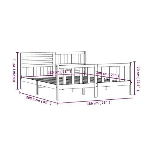 Sengeramme 180x200 cm Super King massivt træ hvid