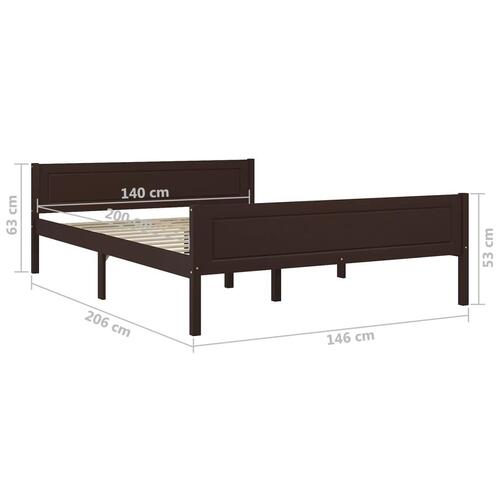 Sengestel 140x200 cm massivt fyrretræ mørkebrun