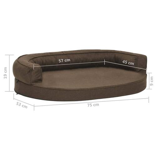 Ergonomisk hundeseng 75x53 cm hør-look brun