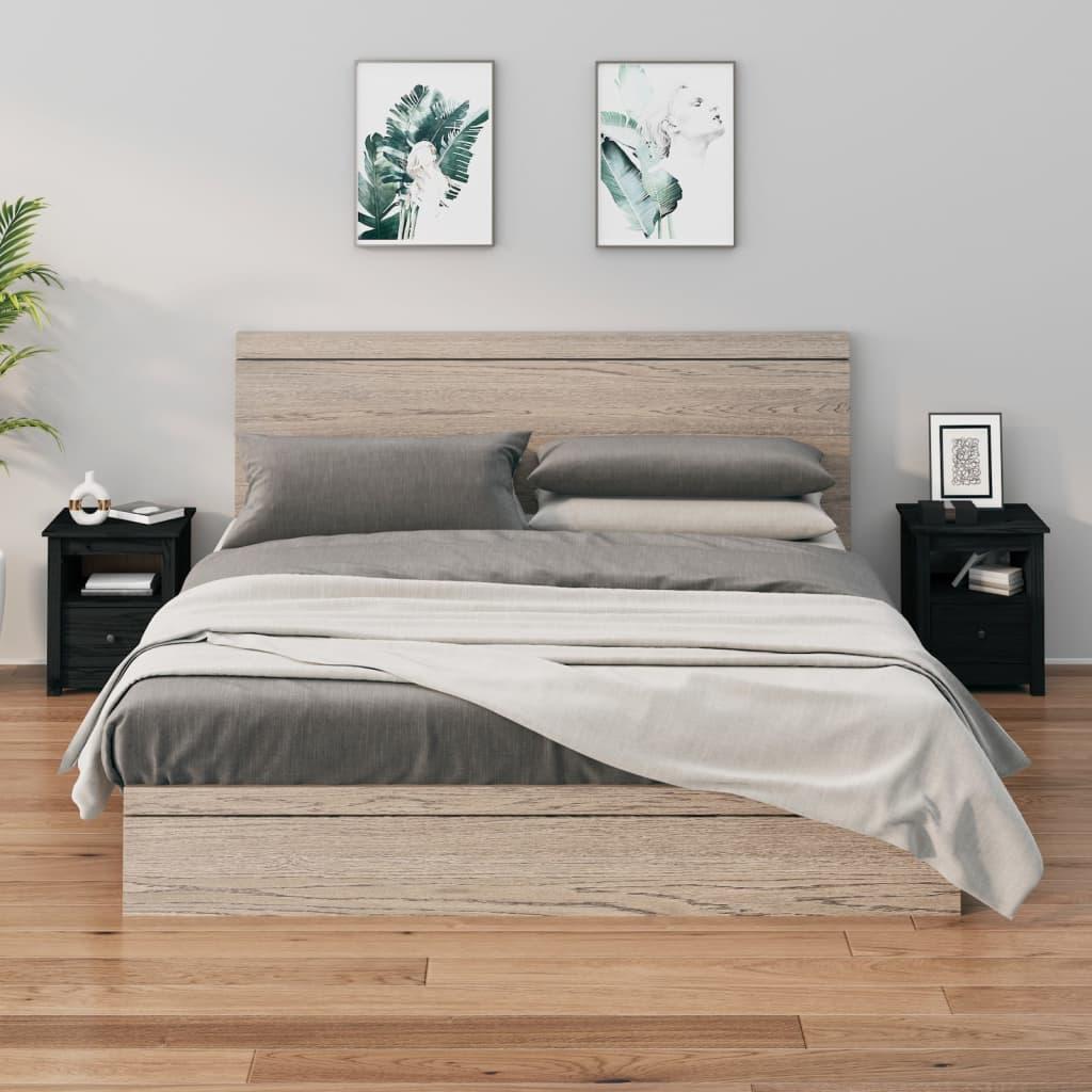 Sengeborde 2 stk. 40x35x49 cm massivt fyrretræ sort