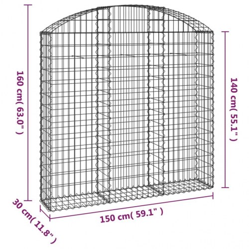 Buet gabionkurv 150x30x140/160 cm galvaniseret jern