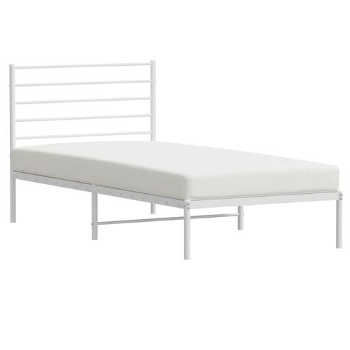 Sengeramme med sengegavl 100x200 cm metal hvid
