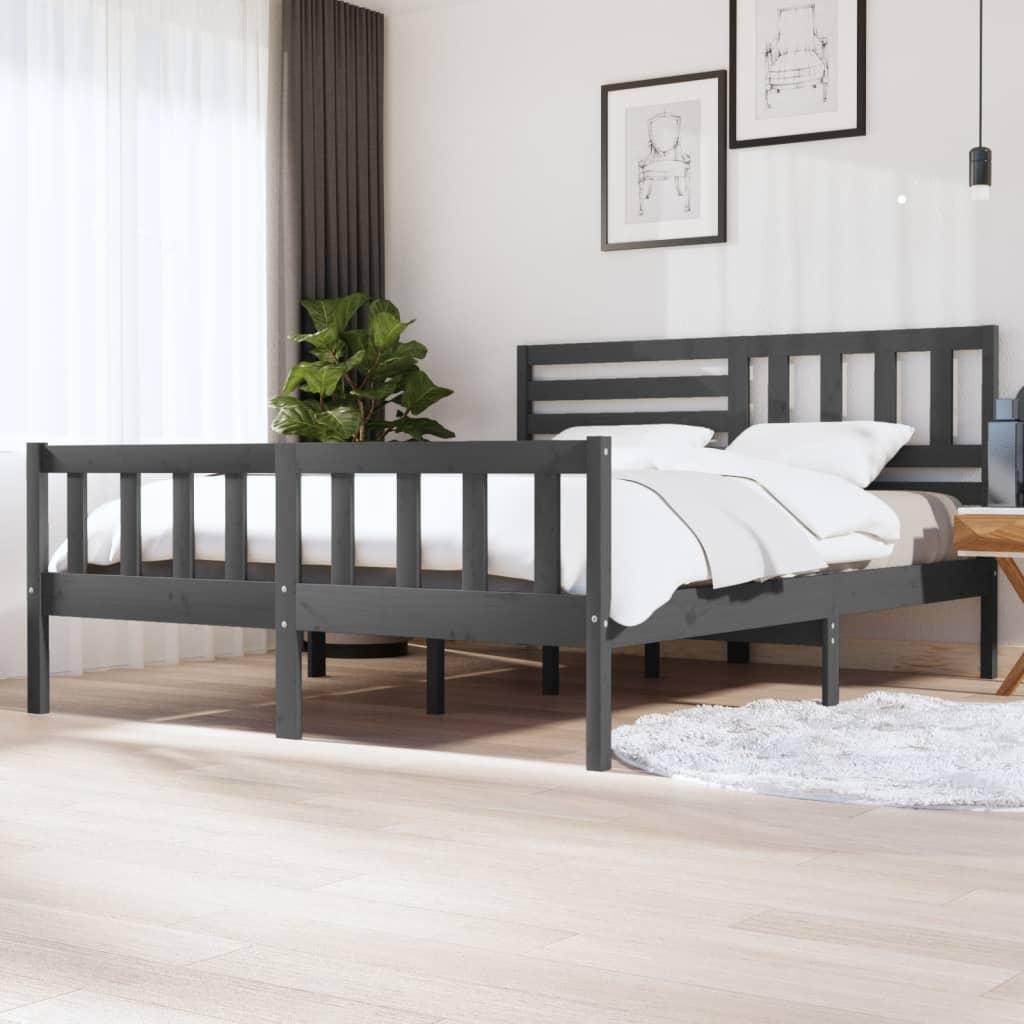 Sengeramme 180x200 cm Super King massivt træ grå