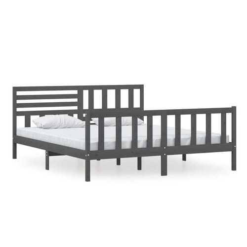 Sengeramme 180x200 cm Super King massivt træ grå