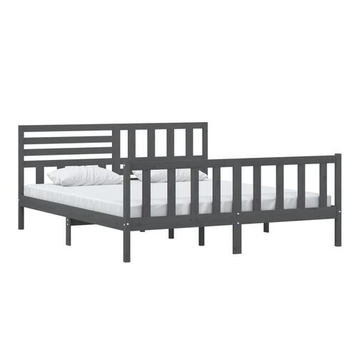 Sengeramme 180x200 cm Super King massivt træ grå