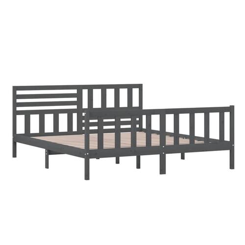 Sengeramme 180x200 cm Super King massivt træ grå