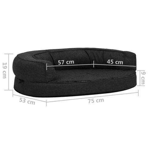 Ergonomisk hundeseng 75x53 cm hør-look fleece sort