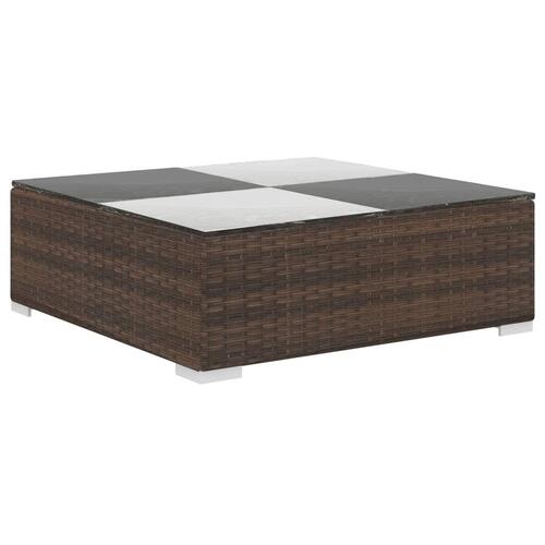 Haveloungesæt 6 dele med hynder polyrattan brun