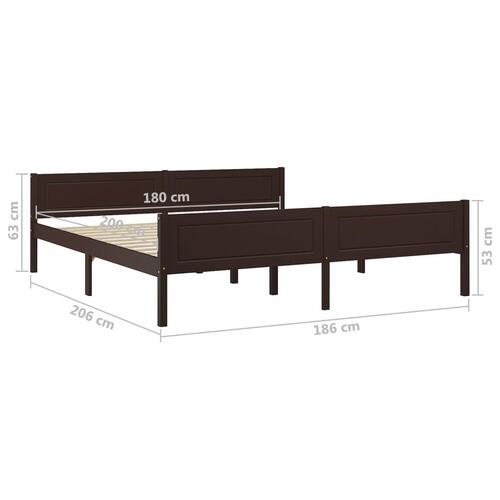 Sengestel 180x200 cm massivt fyrretræ mørkebrun