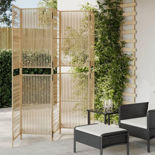 Rumdeler i polyrattan, 5 paneler - beige