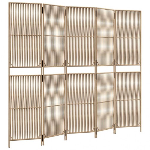 Rumdeler i polyrattan, 5 paneler - beige