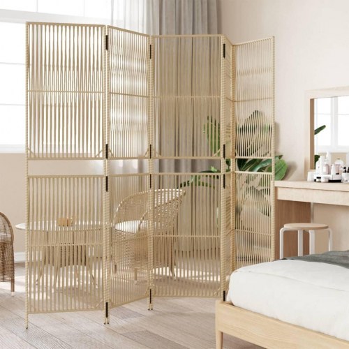 Rumdeler i polyrattan, 5 paneler - beige