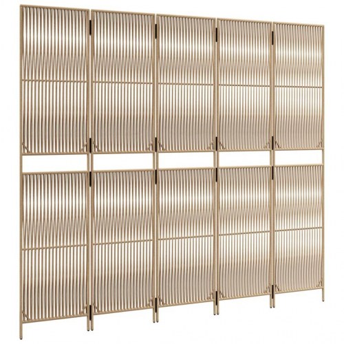 Rumdeler i polyrattan, 5 paneler - beige