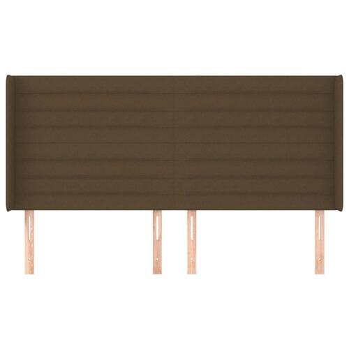 Sengegavl med kanter 183x16x118/128 cm stof mørkebrun