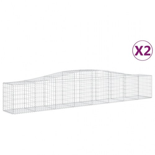 Buede gabionkurve - 2 stk. 400×50×60/80 cm i galvaniseret jern