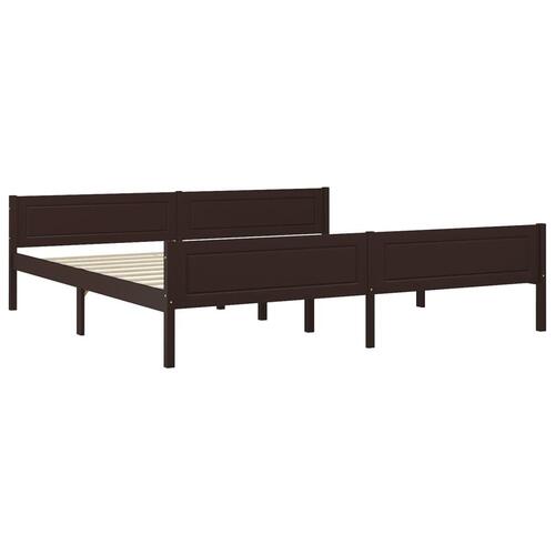 Sengestel 200x200 cm massivt fyrretræ mørkebrun