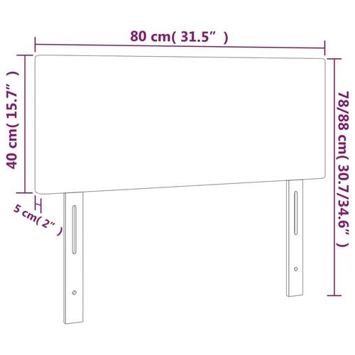 Sengegavl med LED-lys 80x5x78/88 cm stof lysegrå