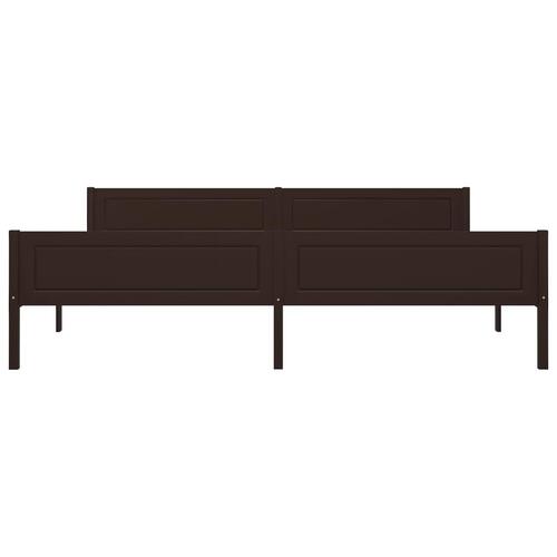 Sengestel 200x200 cm massivt fyrretræ mørkebrun