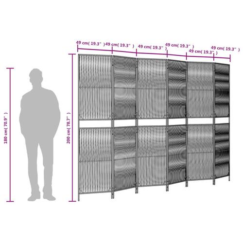 Rumdeler 6 paneler polyrattan grå