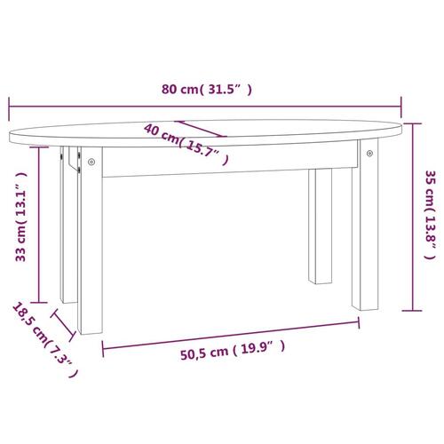 Sofabord 80x40x35 cm massivt fyrretræ