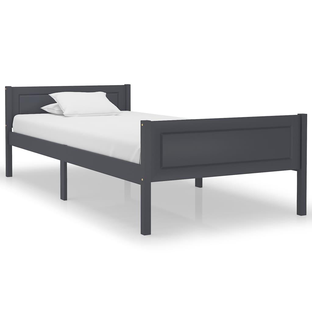 Sengestel 90x200 cm massivt fyrretræ grå