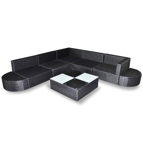 Loungesæt til haven 8 dele med hynder polyrattan sort