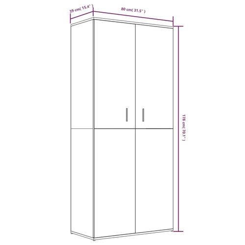 Skoskab 80x39x178 cm konstrueret træ røget egetræsfarve
