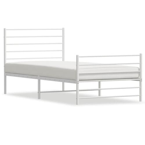 Sengeramme med sengegavl og fodgærde 90x200 cm metal hvid