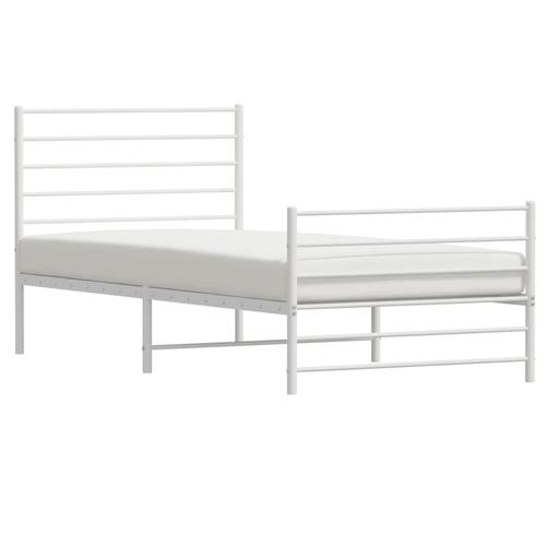 Sengeramme med sengegavl og fodgærde 90x200 cm metal hvid