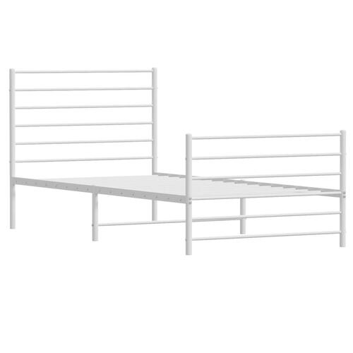 Sengeramme med sengegavl og fodgærde 90x200 cm metal hvid