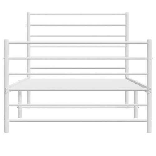 Sengeramme med sengegavl og fodgærde 90x200 cm metal hvid