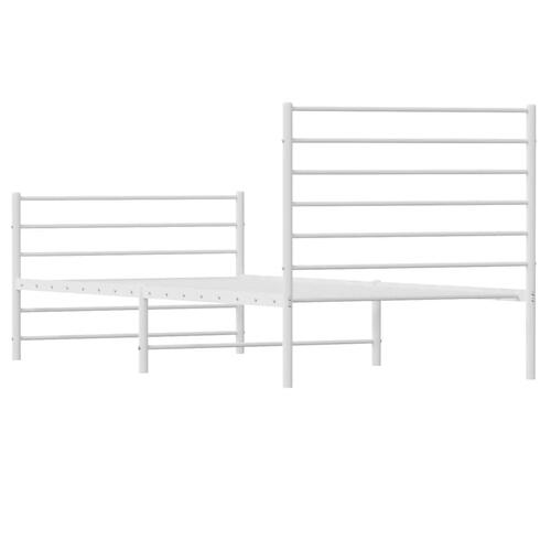Sengeramme med sengegavl og fodgærde 90x200 cm metal hvid