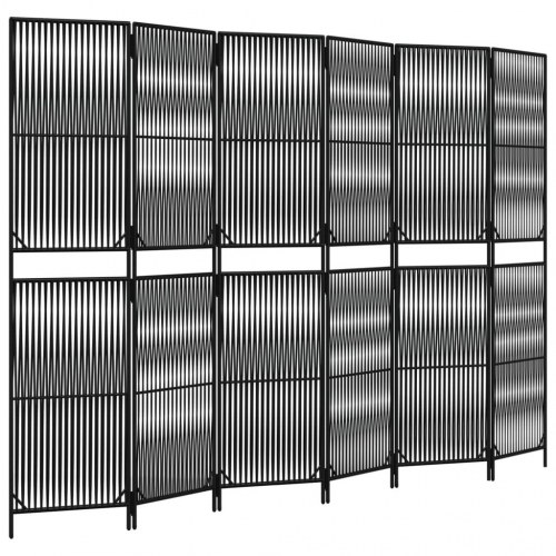 Rumdeler i polyrattan - 6 paneler, sort