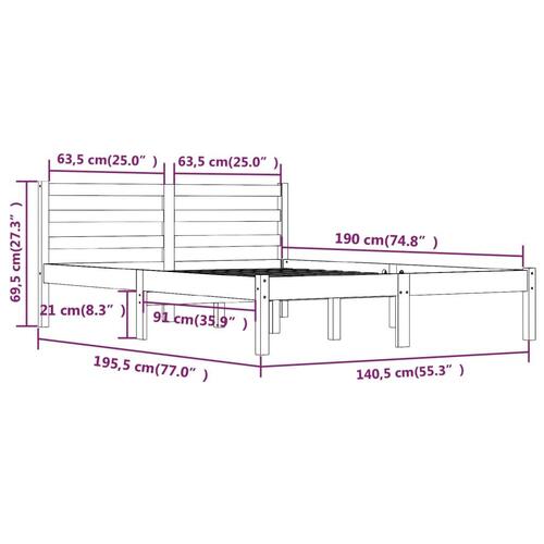 Sengeramme 135x190 cm massivt fyrretræ