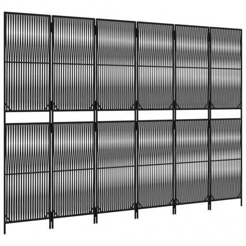 Rumdeler i polyrattan - 6 paneler, sort