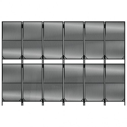 Rumdeler i polyrattan - 6 paneler, sort
