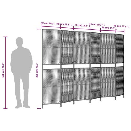 Rumdeler 6 paneler polyrattan sort